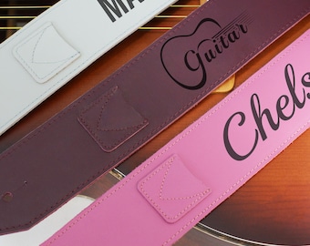 Personalisierter Gitarrengurt für Frauen, Gitarrist Geschenk, Gitarrengurt aus Leder, einzigartiges Geschenk für sie, Gitarrenzubehör, Gurt für Akkustikgitarre