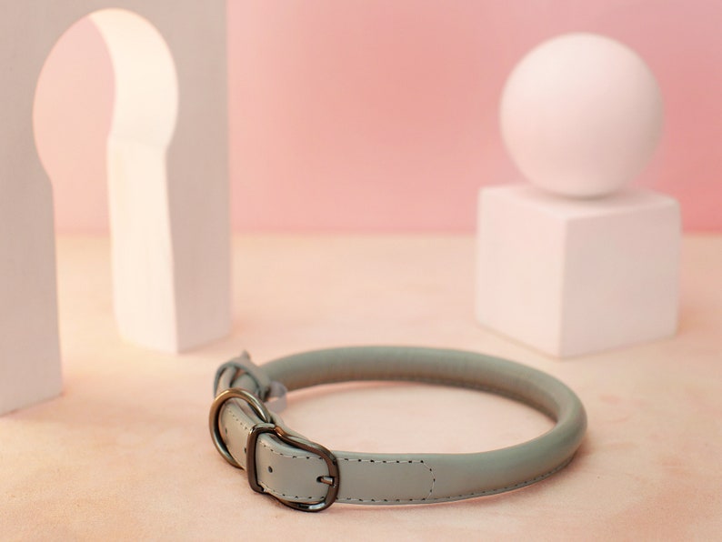 Personalized Leather Dog Collar Rolled Leather Dog Collar Etsy