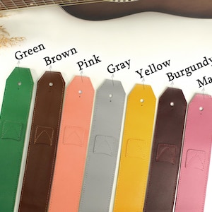 Sangle de guitare en cuir, Sangles de guitare réglables personnalisées - 7 couleurs disponibles, Cadeaux uniques pour lui, Sangle de guitare large et souple, Sangle acoustique