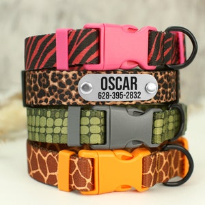 Personalized Dog Collar with Different Animal Patterns, Cute Soft Dog Collar, Zebra Leopard Print Pet Collars, Custom Dog Collar Small Large