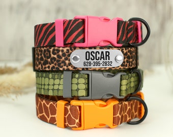 Personalized Dog Collar with Different Animal Patterns, Cute Soft Dog Collar, Zebra Leopard Print Pet Collars, Custom Dog Collar Small Large