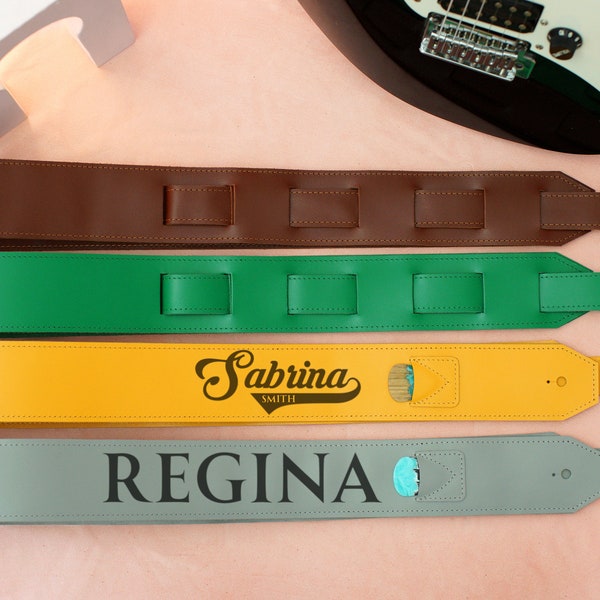 Leather Guitar Strap, Custom Guitar Strap, Adjustable Guitar Straps,Personalized Leather Gifts for Musician, Guitarist Gift