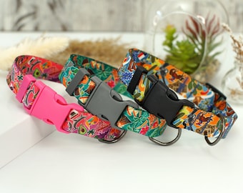 Hondenhalsband jongens met gegraveerd naamplaatje, gepersonaliseerde hondenhalsband meisjes, designer halsbanden voor kleine tot grote hondenrassen, puppyhalsband