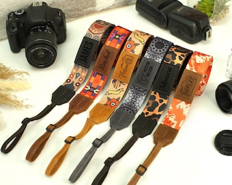 Custom Camera Strap with Engraved Leather Part, Personalized Straps for DSLR SLR Camera, Camera Strap for Women, Photographers Gifts