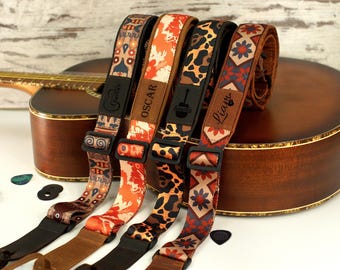 Custom Leather Guitar Strap with Unique Design, Personalized Crossbody Guitar Straps, Soft Strap for Acoustic Bass Electric Guitar