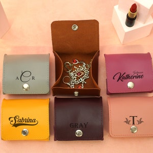 Leather Jewelry Pouch, Travel Jewelry Box, Personalized Jewelry Box, Bridesmaid Wedding Gifts, Custom Jewellery Case, Gifts for Her