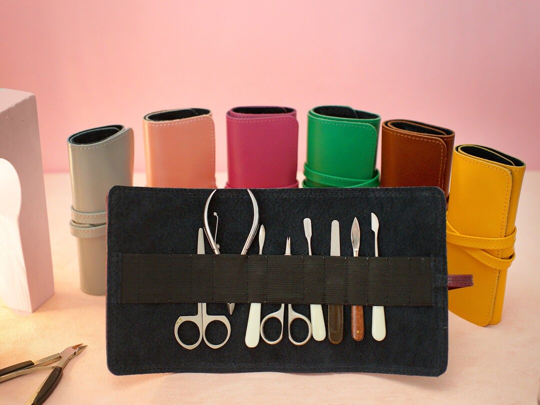 Personalized Manicure Set Case, Small Tools Leather Organizer, Engraved