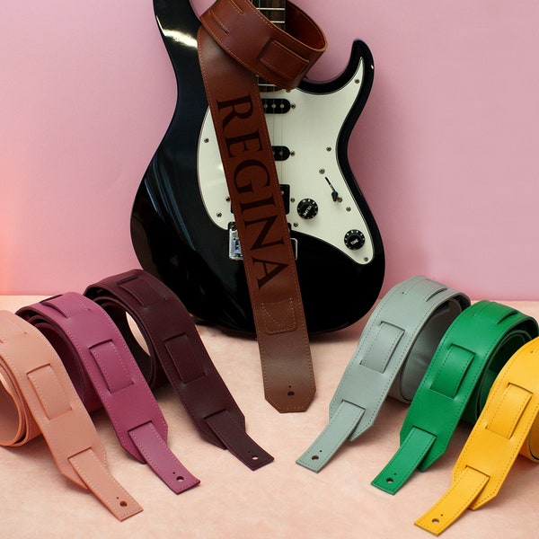 Personalized Guitar Strap, Guitar Player Gift, Leather Guitar Strap, Bass Guitar Strap, Guitar Accessories, Acoustic Guitar Strap