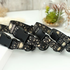 Space Patterned Pet Collars for Small Medium Large Dogs, Engraved Dog Collar with Name Plate, Customized Dog Collar for Girl and Boy