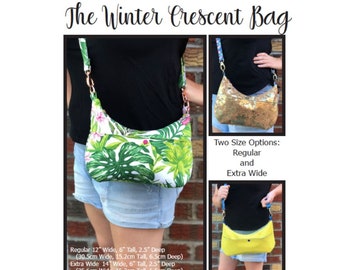 Winter Crescent Bag, PDF Pattern, Bag Pattern, Sewing Pattern for Bags, Sewing PDF Pattern, Sew Majestic, Hobo Bag Pattern