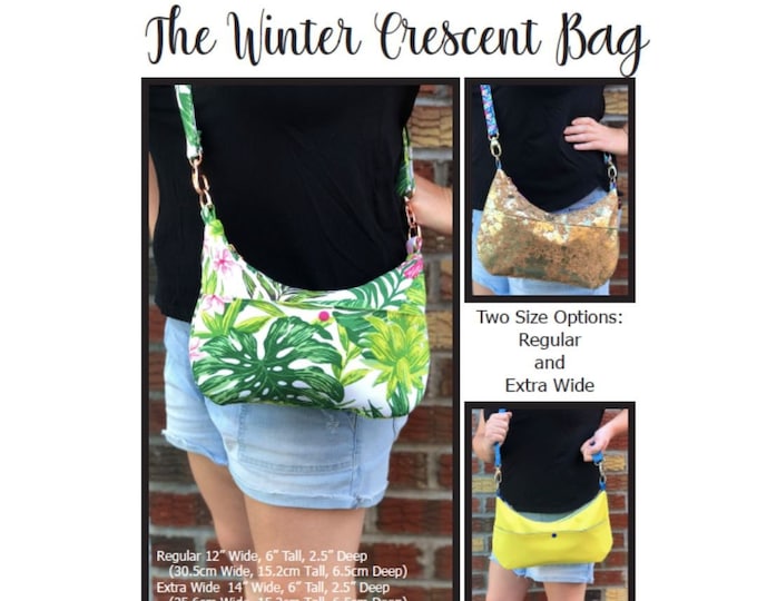 Winter Crescent Bag, PDF Pattern, Bag Pattern, Sewing Pattern for Bags, Sewing PDF Pattern, Sew Majestic, Hobo Bag Pattern