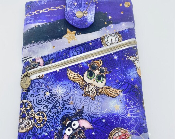 Book Sleeve with Zipper, Book Sleeve with pocket, Steampunk Book sleeve, Steampunk Animals Booksleeve