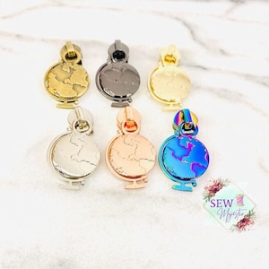 Globe Zipper Pull, Size #5 Zipper, Nylon Zipper Pull, Exclusive to Sew Majestic, Travel Zipper Pull, Vacation Zipper Pull, Bagmaking