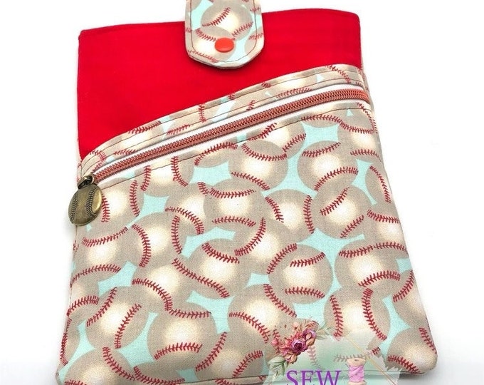 Baseball Book Sleeve, Book Sleeve with pocket, E-Reader Case, Gift for Teacher, Gift for Baseball Coach, Tablet Cover, Sew Majestic