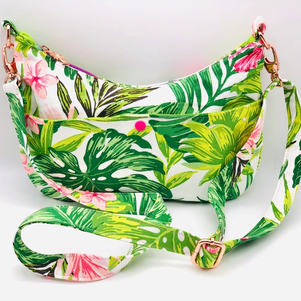 Floral Hawaiian Tropical Palm Leaves Pattern Print Crossbody Bags
