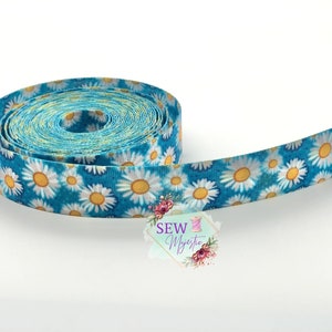 1&quot; or 1.5&quot; Daisy Webbing By the Yard, For Bagmaking, For Straps, By the Yard, Sewing Notion, Sewing Supply, Floral Webbing, Flower Straps