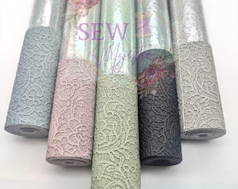 Lace Vinyl, For Sewing, For Bagmaking, Vinyl Fabric, Custom Vinyl, Embossed Vinyl, 18" Roll of Vinyl, Sew Majestic, Faux Leather