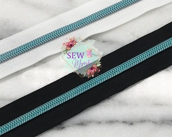 Ice Blue and Black or White Size #5 Nylon Tape