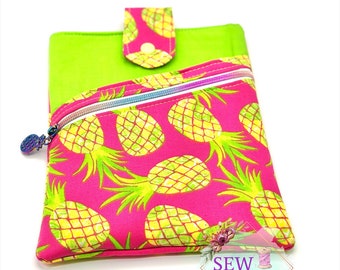 Pineapple Book Sleeve, with pocket, Summer Book sleeve, Teacher Gift, E-Reader Cover, Tablet Protector, Gift for Reader, Sew Majestic