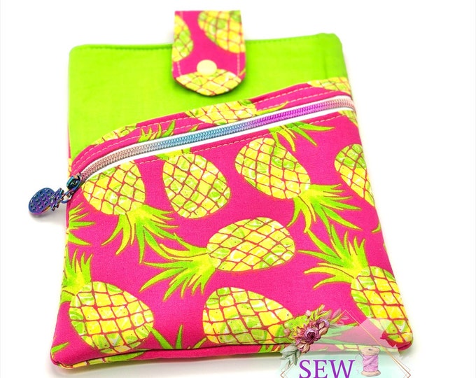 Pineapple Book Sleeve, Book Sleeve with pocket, Summer Book sleeve, Teacher Gift, Gift for Teacher, Gift for Educator, Gift for Reader