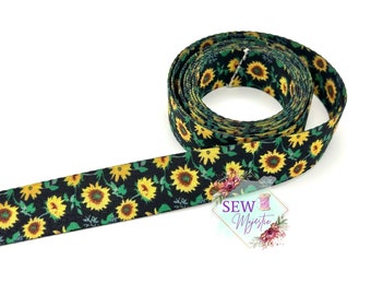 1" Sunflower 5 Yards, Seatbelt Webbing, For Bagmaking, For Straps, Sew Majestic, Flower Webbing, Fall Webbing, Sewing Notion