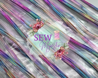 Over the Rainbow Clear TPU #5 Nylon Zipper Tape, Clear Zipper Tape, TPU Zipper, Rainbow Zipper, #5 Zipper Tape, For Bagmaking Sew Majestic