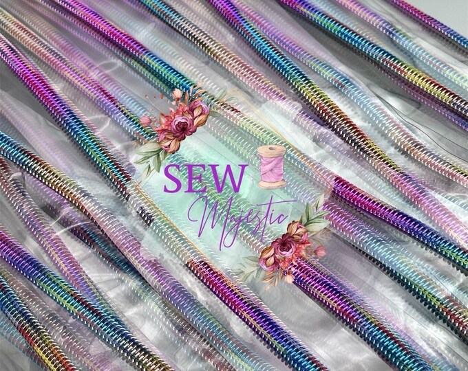 Over the Rainbow Clear TPU #5 Nylon Zipper Tape, Clear Zipper Tape, TPU Zipper, Rainbow Zipper, #5 Zipper Tape, For Bagmaking Sew Majestic