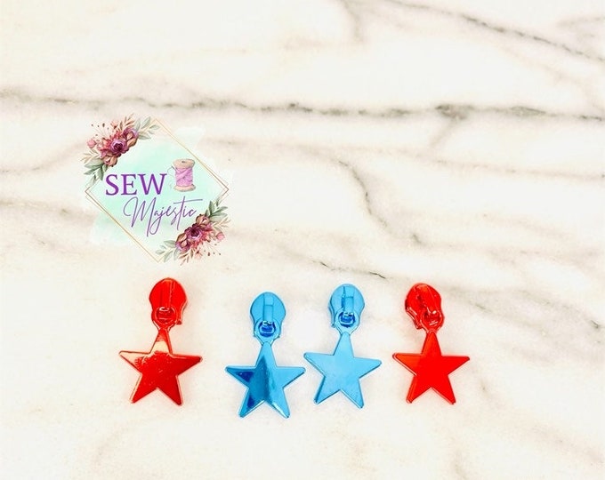 Red or Blue Size #5  Star Nylon Zipper Pull