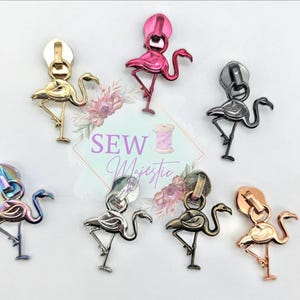 Flamingo Size #5 Nylon Zipper Pull Exclusive to Sew Majestic, Flamingo Zipper Pull, Size 5 Zipper Pull, Nylon Zipper, Custom Zipper Pulls
