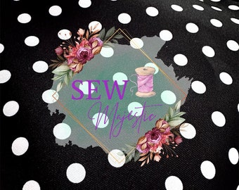 Polka Dot Water Resistant Canvas, By the Yard, For Bagmaking, Water Proof Canvas Black and White Polka Dot, Sewing Notion, Sew Majestic, WPC