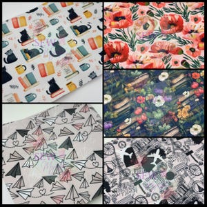 Water Resistant Canvas, By the Yard, Sew Majestic, Waterproof Fabric, Book Fabric, Floral, Cat Themed, Paris Themed