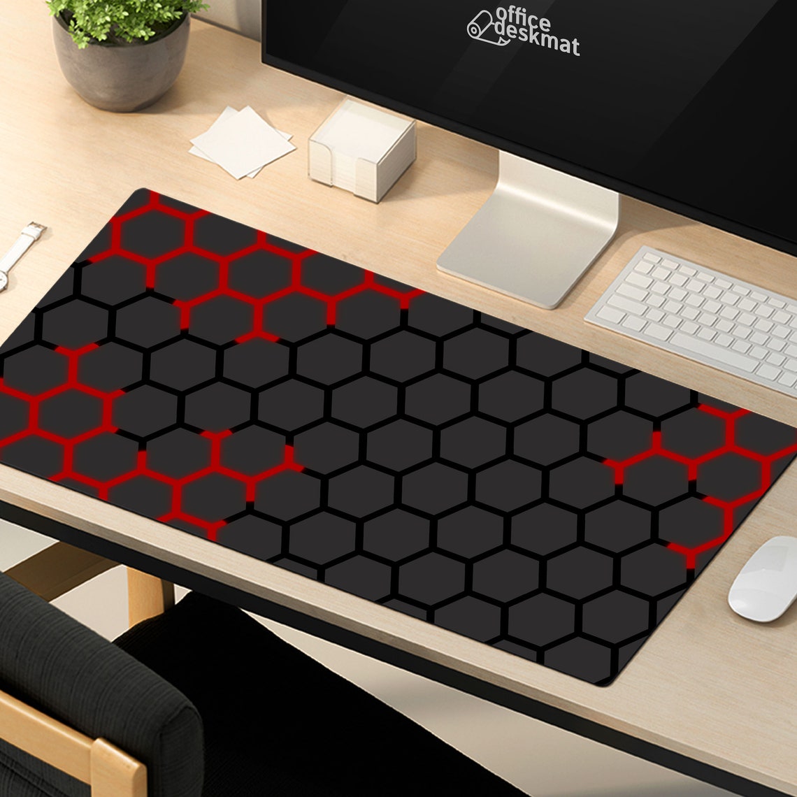 Black Red Custom Gaming Desk Mat Desk Decor Etsy