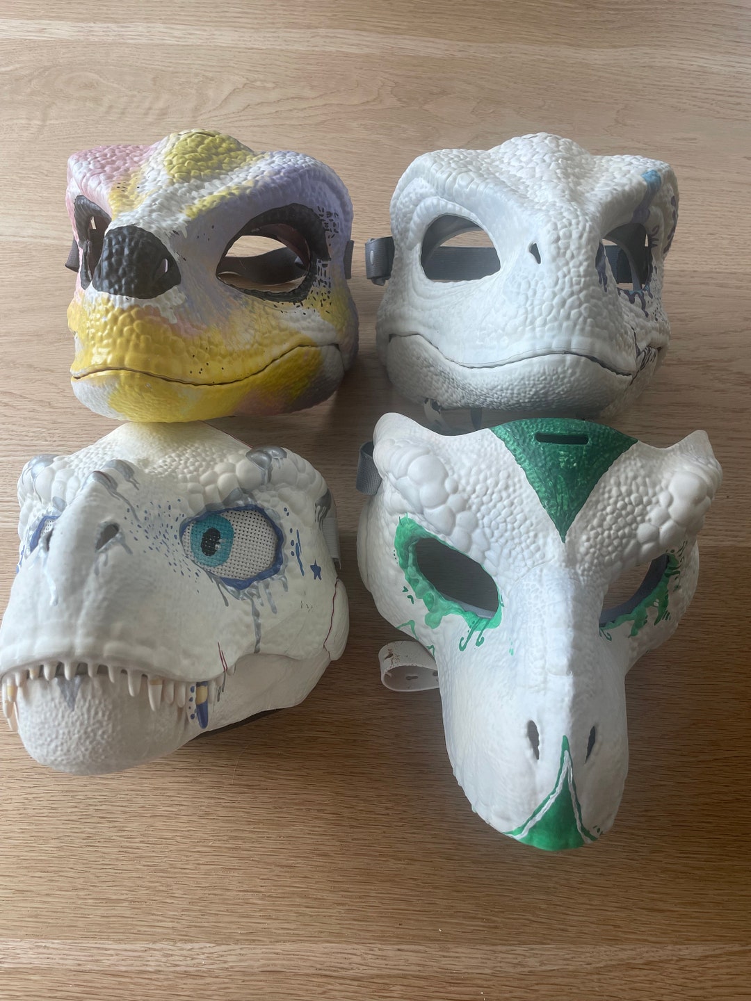 Set of Painted Dinomask Raptor Masks - Etsy