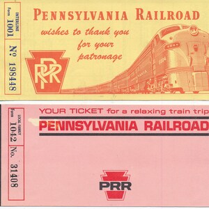 Pennsylvania Railroad Lot of 2 Tickets