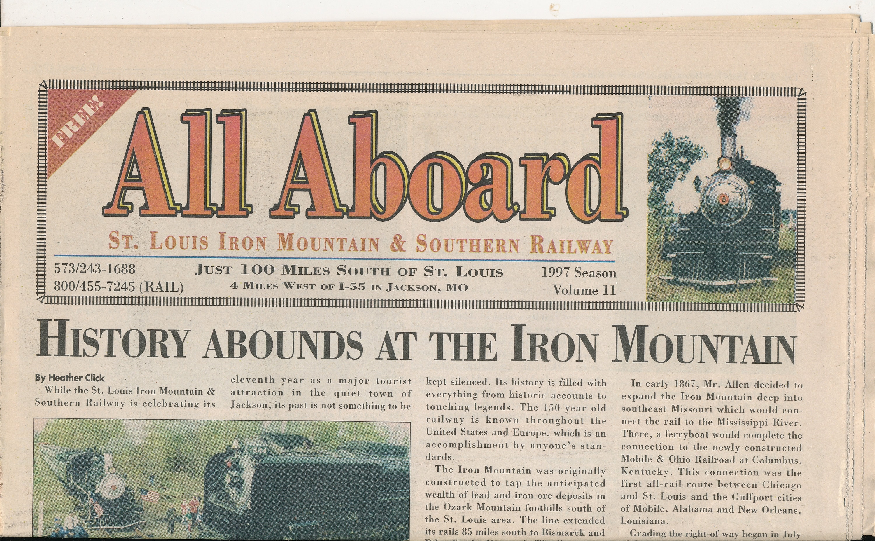 St. Louis Iron Mountain and Southern Railway All Aboard Newspaper