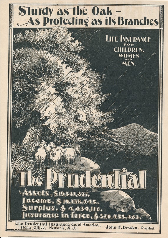 【極美品】welcome to the prudential 3 Vintage Magazine Ads for Life Insurance From the 1900's