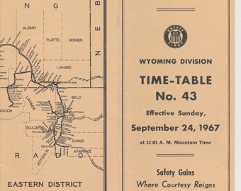 Union Pacific Railroad Wyoming Division Employee Timetable 43 September 24, 1967