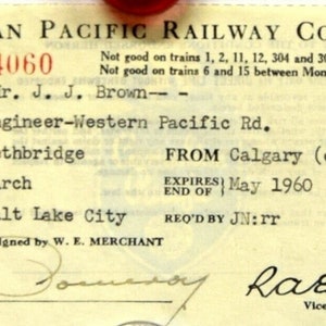Canadian Pacific Assortimento di articoli: Pass 1960, ordine di tariffa per la nave a vapore Canadian Pacific Ry 1959 e 7 articoli di carta assortiti Lotto di 9 articoli