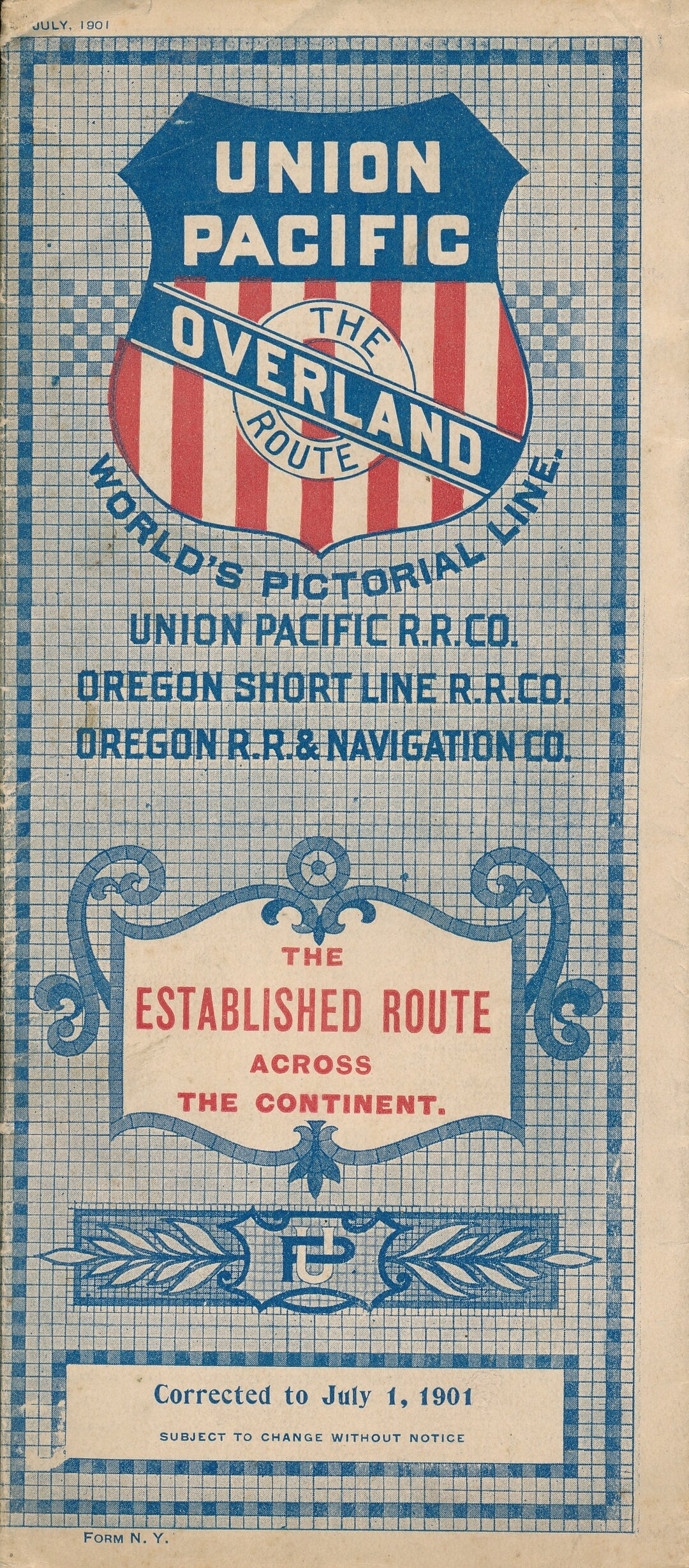Union Pacific Railroad Public Timetable July 1, 1901 - Etsy