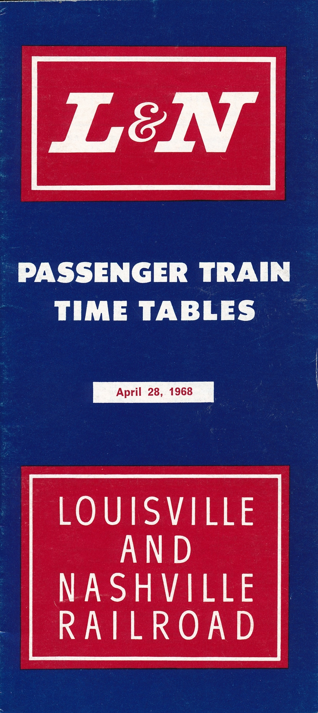Louisville and Nashville Railroad Public System Timetable April 28