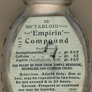 Vintage Antique Burroughs Wellcome Empirin Compound, Hill's Nose Drops, and Vicks Va-Tro-Nol Nose and Throat Lot of 3 items