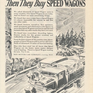 Reo Trucks e Speed Wagons 3 anúncios de revista das décadas de 1920 e 1930