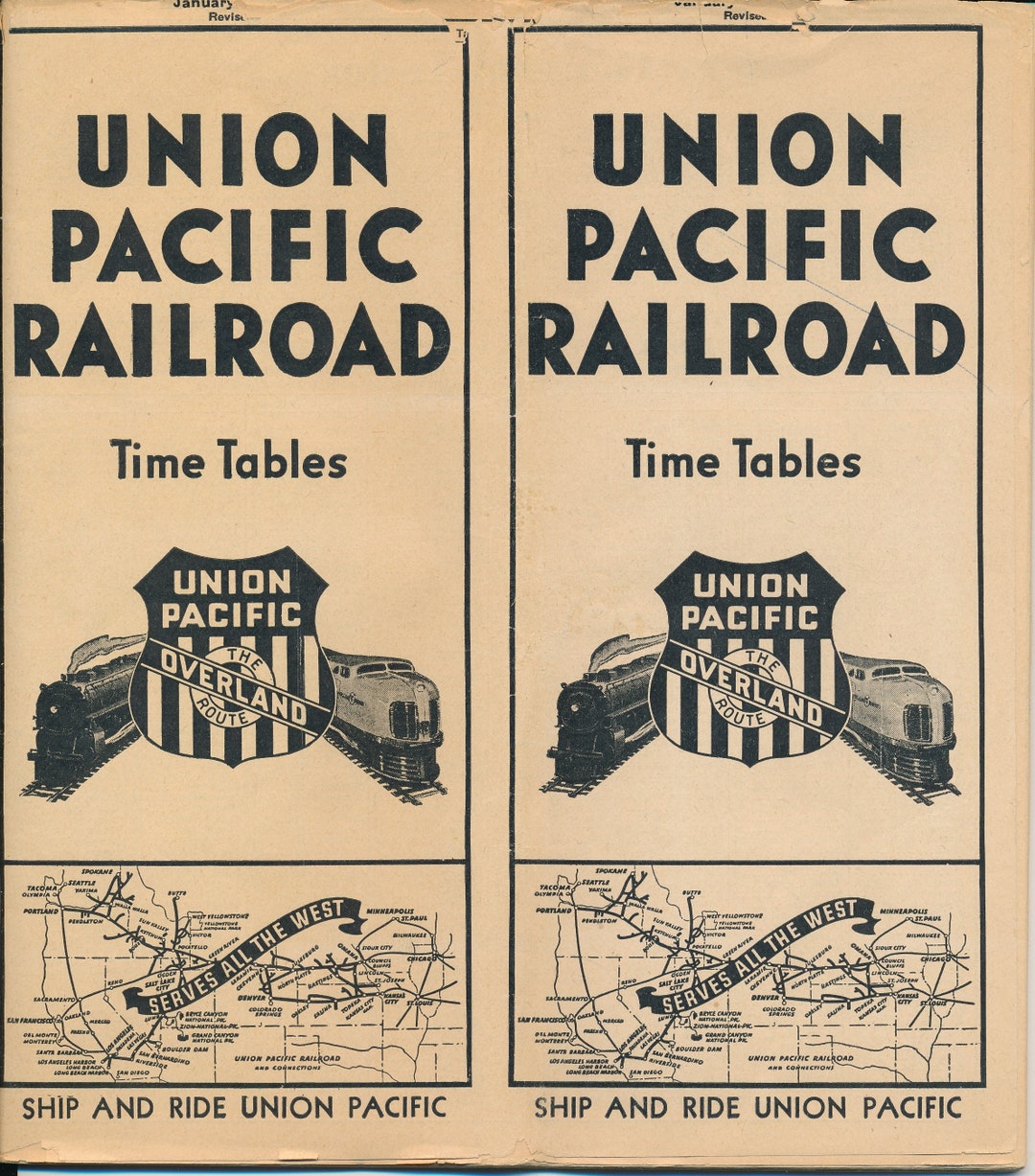 Union Pacific Railroad Public Timetable February 15 1942 - Etsy
