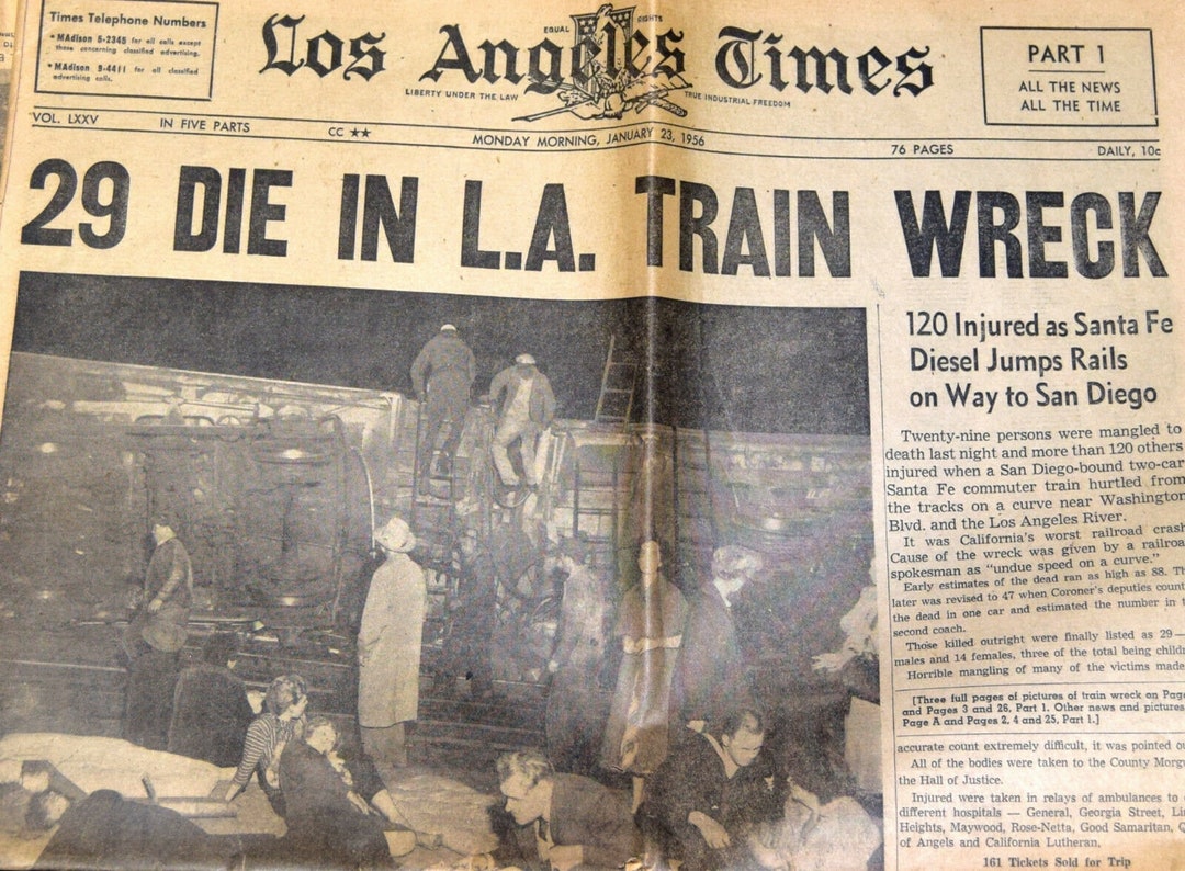 Santa Fe Railway RDC Budd Car Wreck: 29 Die in LA Train Wreck Jan. 23 ...