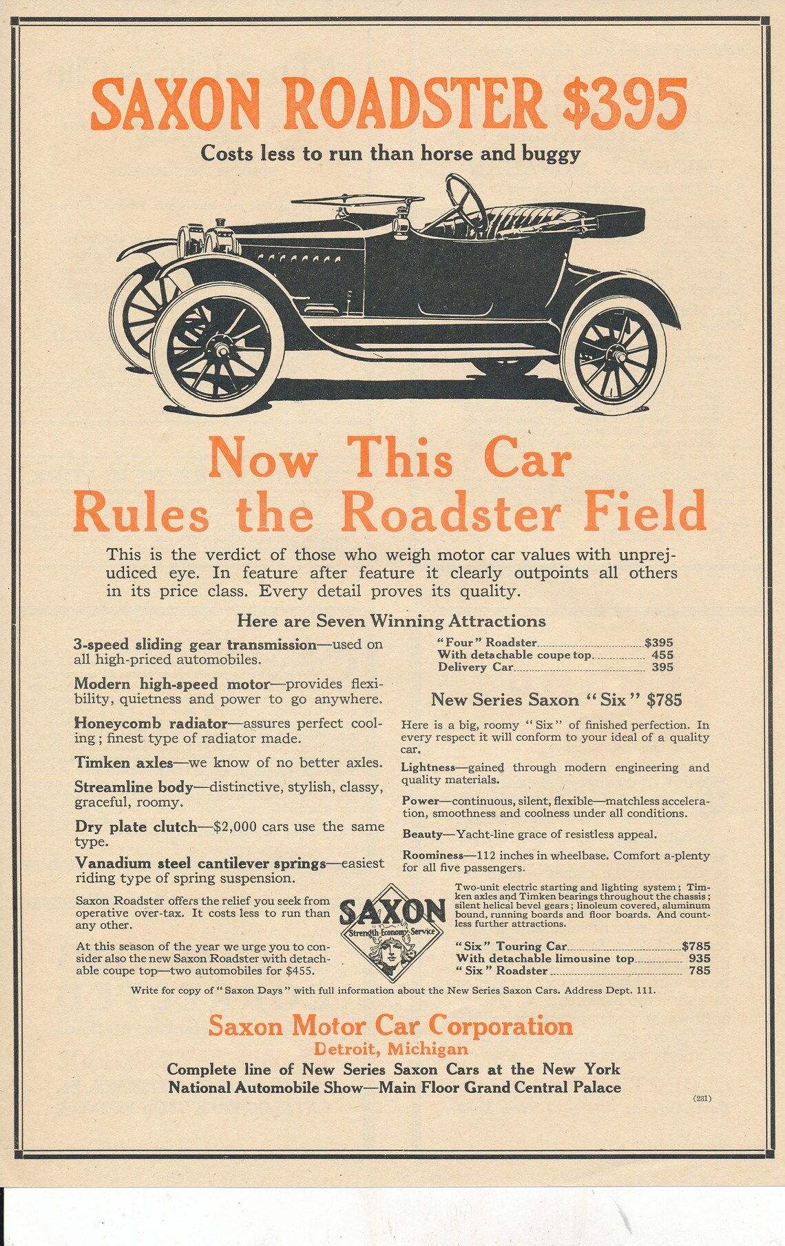 4 Vintage Print Ads for Saxon Motor Car Corp for 1900's and 1910's Etsy