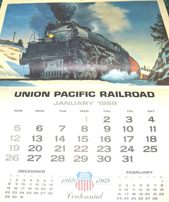 Train Calendar Union Pacific Railroad 1969 Centennial Calendar - Etsy