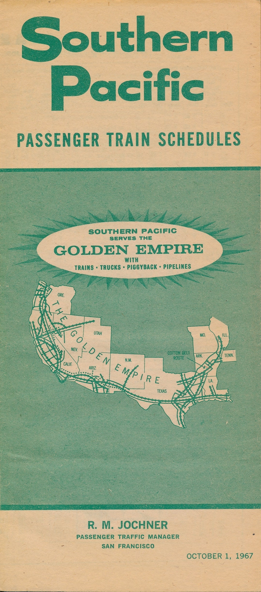 Southern Pacific Railroad Public System Timetable October 1, 1967 Etsy