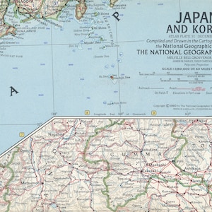 Mapas de la revista National Geographic: Japón y Corea, diciembre de 1960