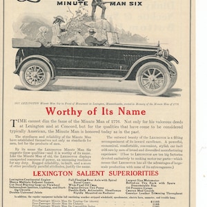 2 anúncios impressos vintage para Lexington Auto 1910&#39;s