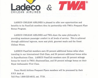 Ladeco and TWA partnership flyer